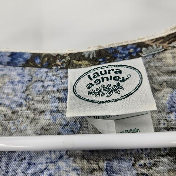 Laura Ashley Prairie Cottage Dress Green Wool Floral Lace Collar Pleated Size 6 - Picture 3 of 6